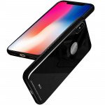 Wholesale iPhone XS / X Design Tempered Glass Hybrid Case (Black)